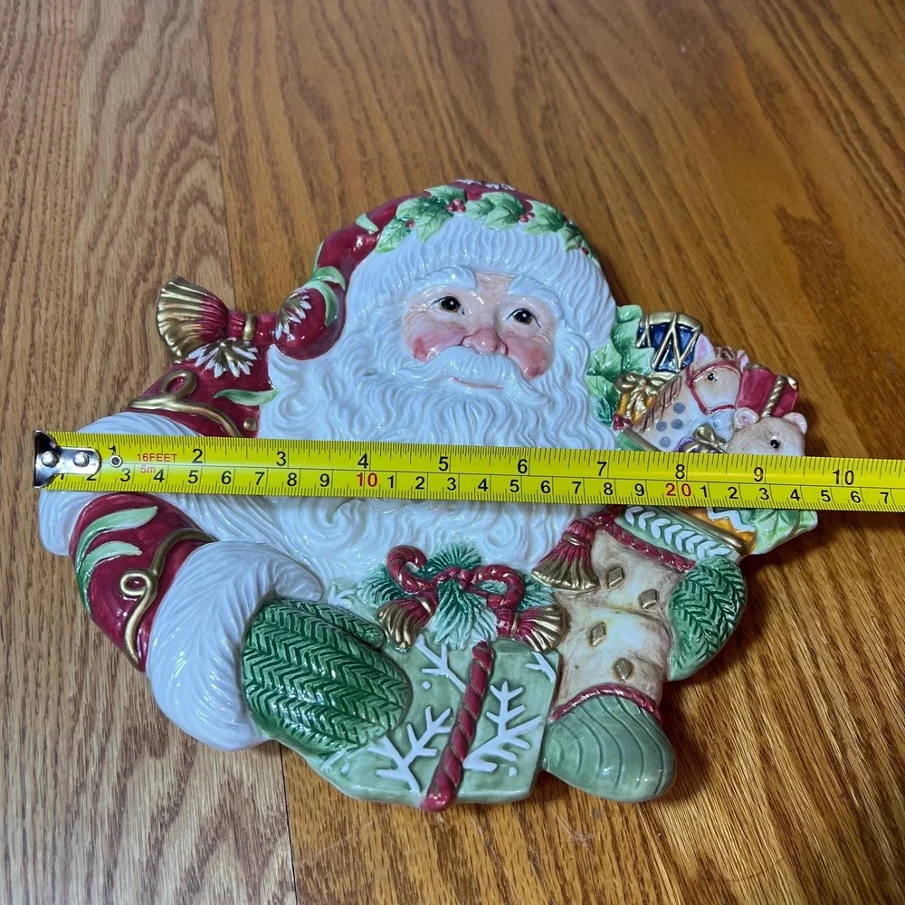 Vintage Fitz & Floyd Winter Holiday Santa Ceramic Platter Plate Christmas 10